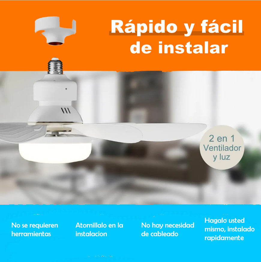 Ventilador con Lámpara LED 2 en 1